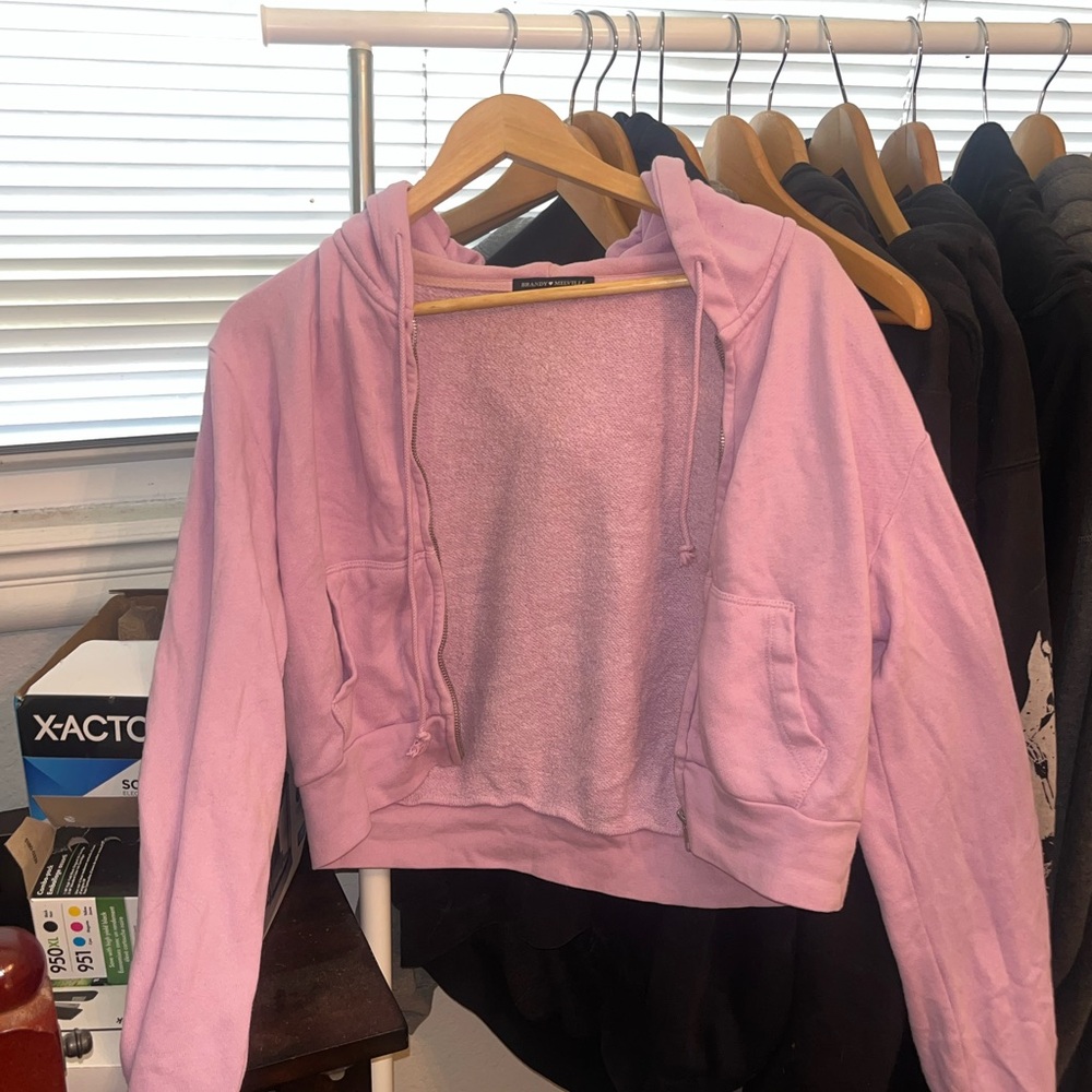 Brandy Melville Pink Cropped Hoodie